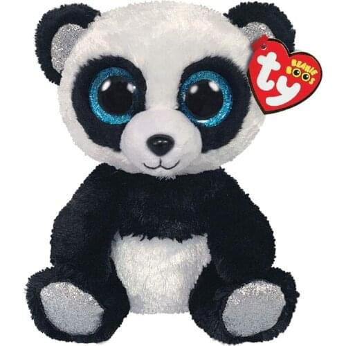 15CM Ty Beanie Glittery Blue Eyes Bamboo the Panda Cute Soft Stuffed Plush Animal Doll Kids Toys Birthday Gifts