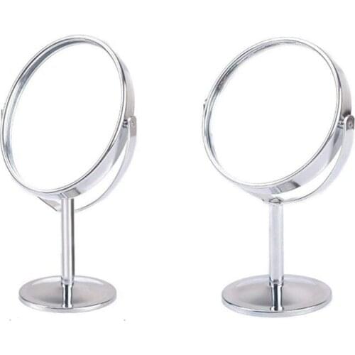 2Pcs 360 Rotation Degrees Double Sided Desktop Makeup Mirror European HD Metal Magnifying Mirror Vanity Mirror
