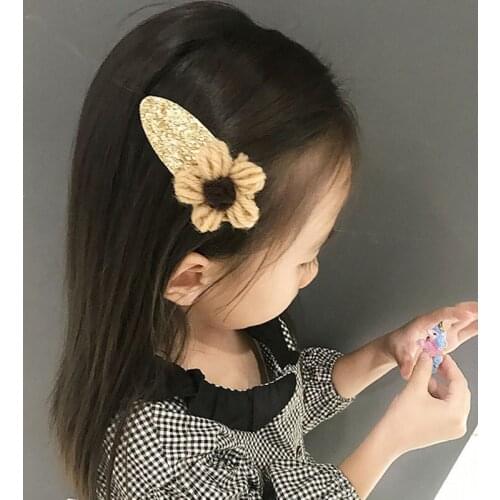 2Pcs Cute Kids Knitting Crochet Hand-knitted Flower Snap Hair Clips Barrettes Hair Pins BB Clip Girl Headwear Hair Accessories