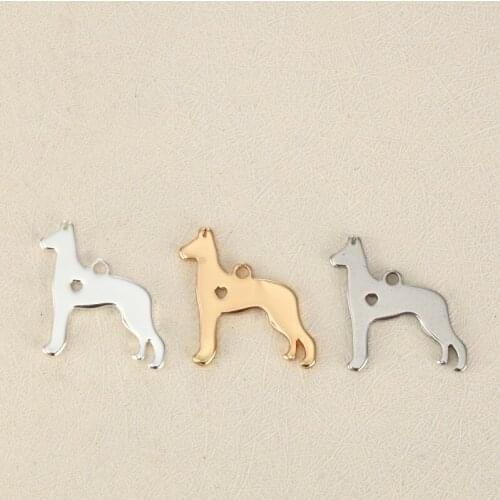 20pcs Diy jewelry charm accessories Pet dogs great Dane puppies stainless steel pendant 18 * 18 mm for necklace