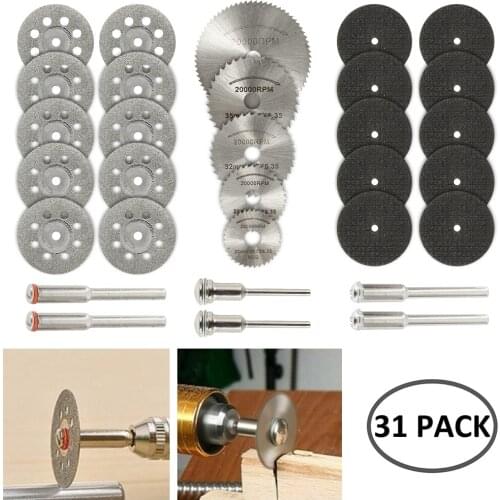 31pcs Diamond Cutting Wheels HSS Circular Saw Blade Rotary Woodworking Tool for Dremel Mini Drill Rotary Tool Accessories