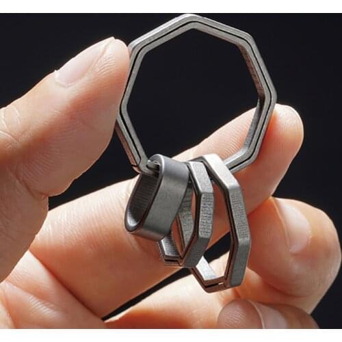 Real Pure Titanium Alloy Key Ring Super Lightweight Hanging Buckle Key Rings Quickdraw Titanium Keychain Tool Creative KeyRing