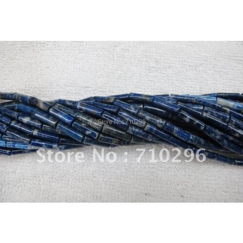 Lapis Lazuli 5 strings/lot 4*13mm Tube Semi Gem Stone Lapis Beads 15"/string