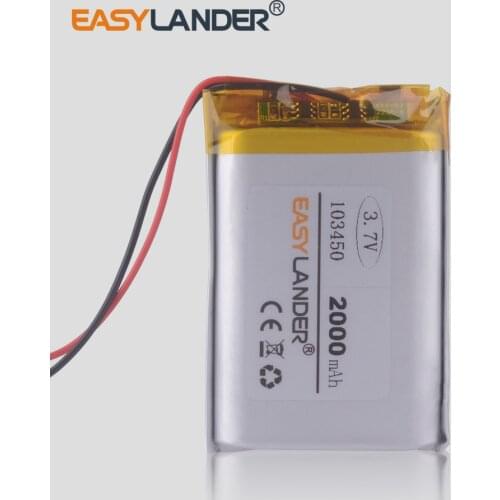 CE ROHS 3.7V 2000mAh battery Lithium Polymer LiPo Rechargeable Batteries 103450 For dualshock 4 Bluetooth speaker
