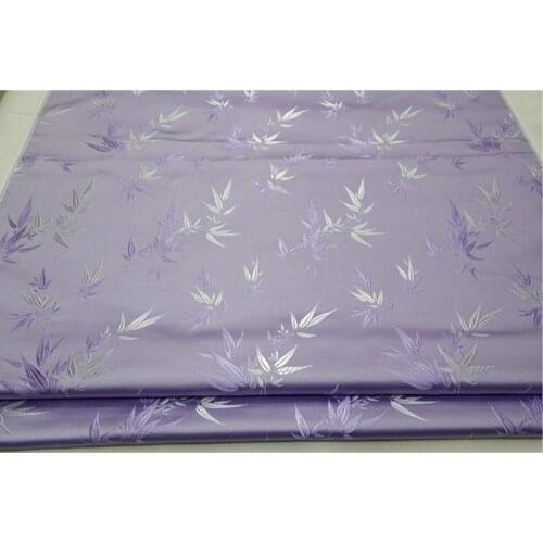 CF595 Bamboo Leaves Lilac Fabric Chinese Style Brocade Jacquard Silk Fabric Cheongsam Fabrics Cushion Pillow Curtain Clothes