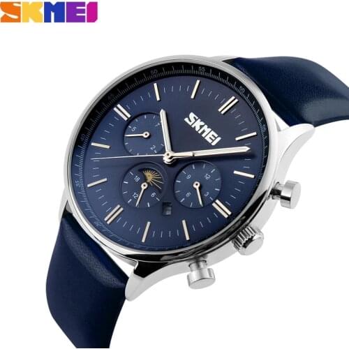 New SKMEI Watch Men Fashion Quartz Watches Leather Fashion Casual Sport Men Clock Top Brand Luxury Role Men Watch Relojes Hombre