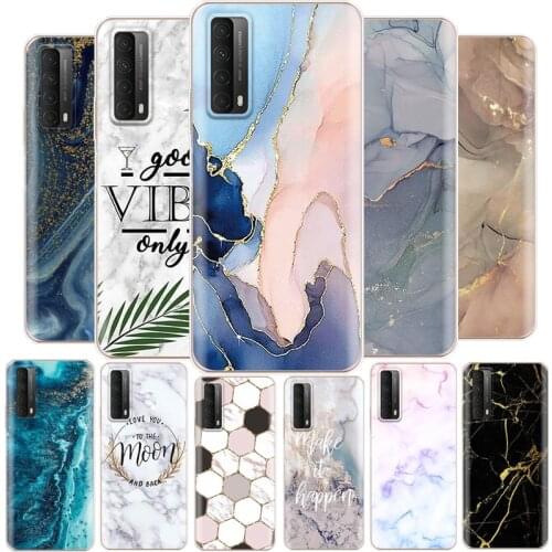 For Huawei P smart 2021 Cases 6.67" Soft touch Silicon marble Back Phone Cover For PSmart 2021 Bumper Protective Funda Shell