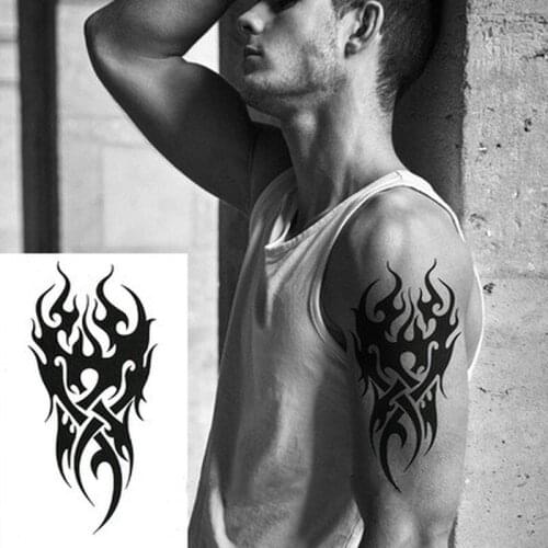 Black Stylish 3D New Mans Half Sleeve Arm Temporary Totem Tattoo Stickers Body Art Tatoos Boys Beauty Tools Art Fake Tattoo