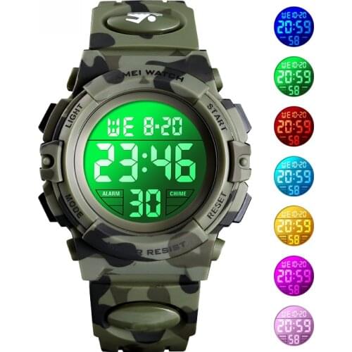 Children Camouflage Watch Sport Kids Rubber Strap Waterproof LED Digital Watch for Kid Student Girl Boy Wristwatch Clock