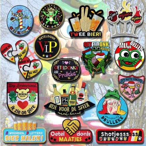 DIY Oeteldonk Emblem Full Embroidered Frog Carnival For Netherland Iron on Patches For Clothes Stickers Applique on Dress Stripe