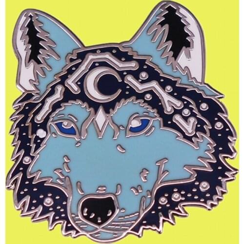 Galaxy wolf head starry sky moon space universe Enamel Pin astronomy explore celestial witchy nature animal brooch jewelry gift