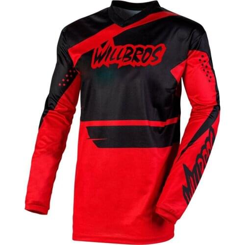 Motocross Jersey Willbros Element Long Sleeve MTB Bike Cycling Offroad Moto Street Motor Summer T-shirt Red Black Mens