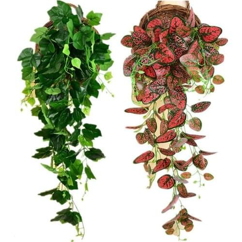 NEW Artificial Plant Vines Fake Silk Leaf Ivy Rattan Leaves Branches Outdoor Garden Home Decoration(No Basket