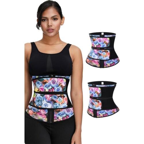 Red Leopard/Snake/Floral Printing Compression Double Strap Neoprene Waist Trainer For Women Corsets & Bustiers Tops