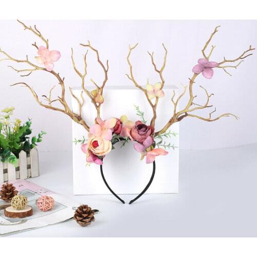 Fashion Women Ladies Girls Christmas Gothic Branch Flower Headband Xmas Antler Costume Hairband Photo Props