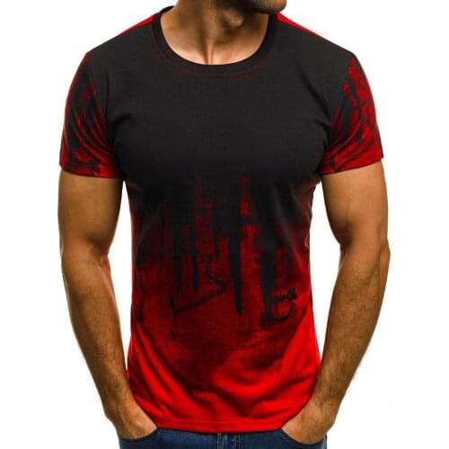 Mens Fashion Sports and Fitness Personality Printed T-shirt Mens Summer Thin Short-sleeved T-shirt