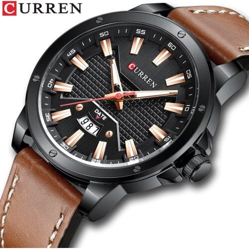 Mens Watches,CURREN Watches Quartz Analog Calendar Wrist Watch for Men, Fashion Waterproof Watch with Leather Strap