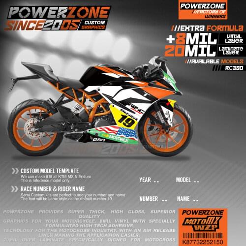 PowerZone Custom Team Graphics Backgrounds Decals 3M Stickers Kit For KTM RC390 2014-2016 2017-2019 150