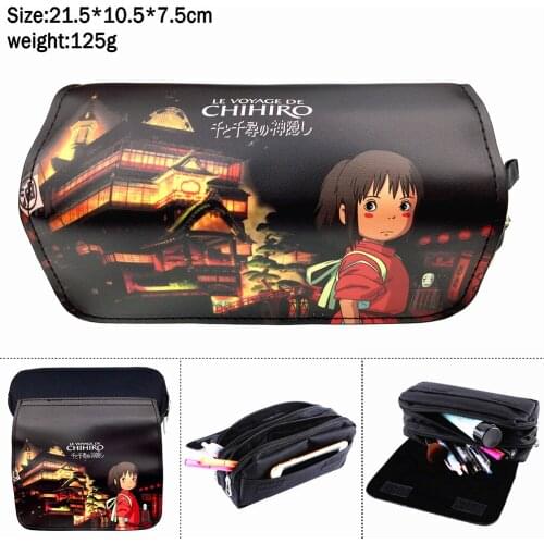 Nylon Anime Spirited Away Pencil Case Student Zip Penbag Portable Cosmetic Bag Casual Makeupbag Women Travel Stationery Bags