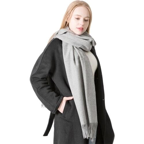 Autumn and Winter New Fashion Solid Color Wool Couples Scarf Female and Male Tassel Thick Shawl Out Door Shopping Keep Warm