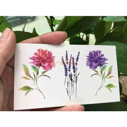 Water Transfer Tatto sticlers color flower lavender tatoo on body art Waterproof Temporary fake Tattoo for gril woman 10.5*6cm