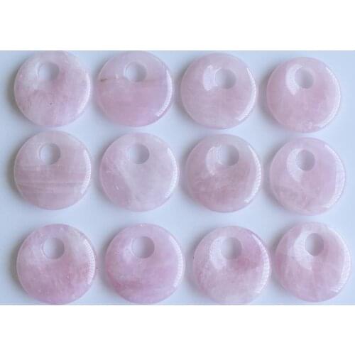 2020 New fashion natural pink stone gogo donut charms pendants beads for necklace Bracelet jewelry making Wholesale 12pcs/lot