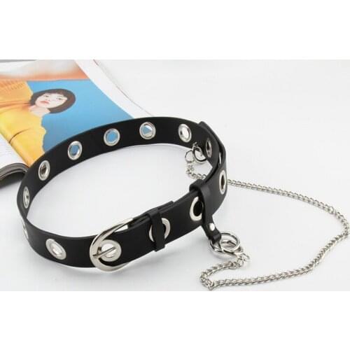 Women Punk Chain Fashion Belt Adjustable Single Row Hole Eyelet Waistband with Eyelet Chain Decorative Belts For Jeans New 2020