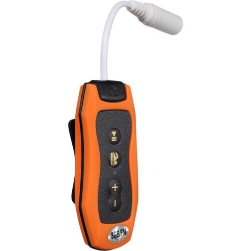 RISE-8GB MP3 Player Swimming Underwater Diving Spa + FM Radio Waterproof Headphones Orange