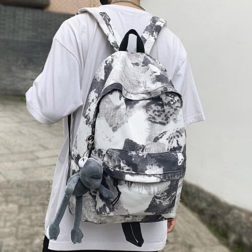 Female Graffiti Print Men Backpack Harajuku Girl Student Male School Bag Ladies Fashion Laptop Nylon Backpack Women Book Boy Bag