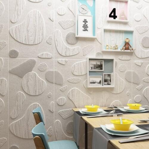 3d Self-adhesive Wall Stickers Living Room Bedroom Self-adhesive Wallpaper Background Wall Stickers Waterproof Foam Stickers PVC