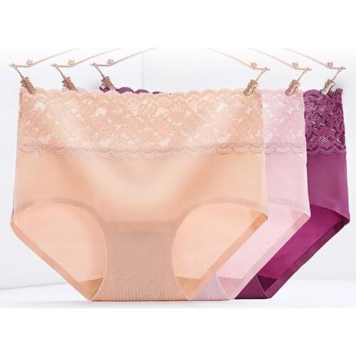 Sexy lace Underwear Women Panties High Rise Cotton Briefs Sexy Transparent Panty Shorts Underpants Girls Cueca Plus Size hot