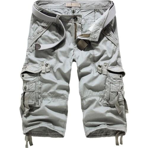 Summer Cargo Shorts Men Casual Workout Military Mens Shorts Multi-pocket Calf-length Short Pants Men