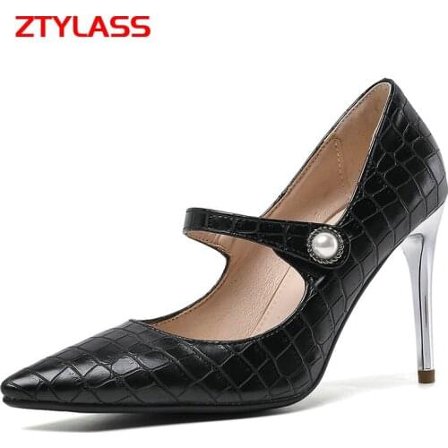 Metal High Heels Women Shoes Mary Jane Pumps Pointed Toe Wedding Party Heels Buckle Dress Shoes Red Black Beige