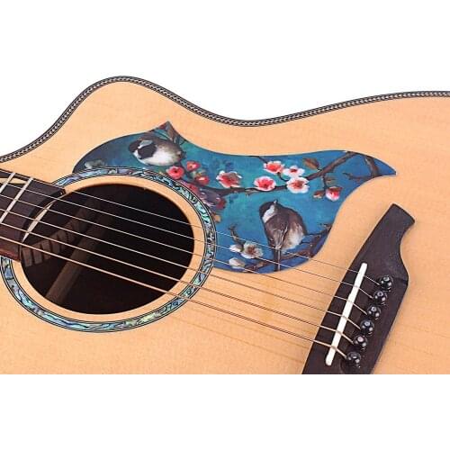 Universal Folk Acoustic Guitar Pickguard Love Bird Pattern Pick Guard Sticker for 40-41inch Guitar Protect Surface From Scratch
