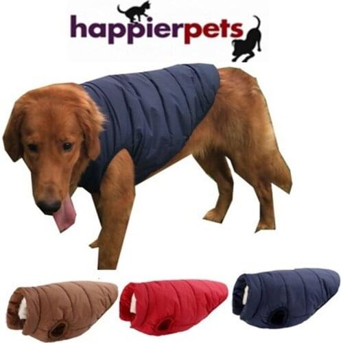 Windproof Dog Clothes Down Jacket Winter Warm Fleece Medium Large Dog Cotton Coat Golden Retriever Labrador Thickened Vest