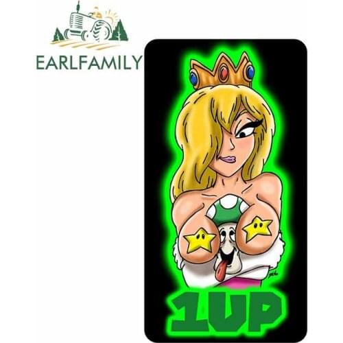EARLFAMILY 13cm x 7cm for Princess Peach 1up 4 Inch Vinyl Skateboard Waterproof 3D Funny Car Sticker Waterproof Decals