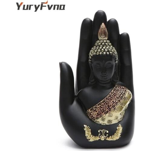 YuryFvna Buddha Statue Thailand Buddha Sculpture Green Resin Hand Made Buddhism Hindu Fengshui Figurine Meditation Home Decor