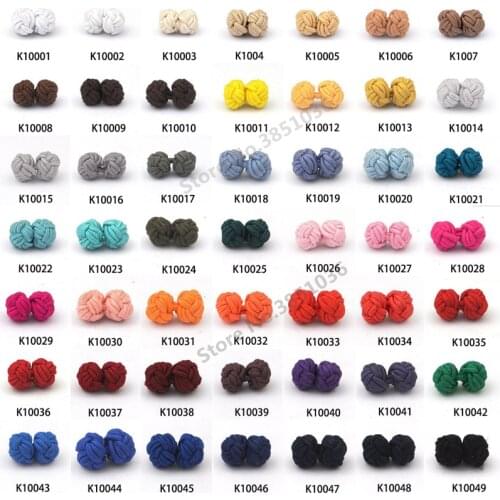 1 pair 49 Colors shirt cufflink for mens Multicolor Elastic Fabric Silk Knot Cufflinks Ball Cuff links Hot Selling