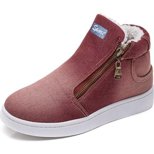 Womens snow boots thickened warmth non-slip cold-proof denim cotton shoes large size student outdoor flat shoe winter new style