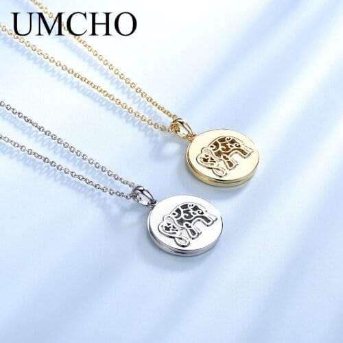UMCHO Glitter Elephant 925 Sterling Silver Necklace Pendants For Women Clothes Match Animal Decoration Fine Jewelry