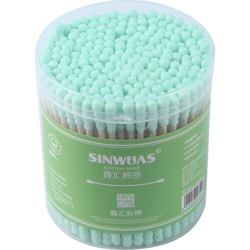 1@#100/200Pcs/box Wood Sticks Soft Buds Cleaning Ears Tampons Cotonete Pampons Health Beau Double Headed Bamboo Baby Cotton Swab