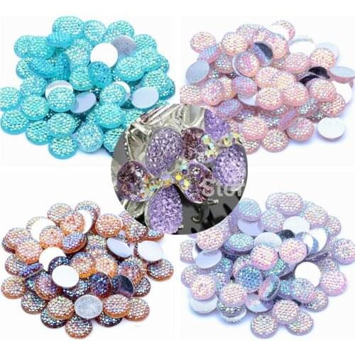 12mm 200pcs AB Colors Round Shape Resin Flatback Scrapbook Rhinestones Use Glue DIY Crafts Jewelry Art Accessories