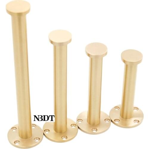 2Pcs Brass Sofa Bed Closet Cupboard Cabinet Dia.20mm Stem Leg With Leveling Feet