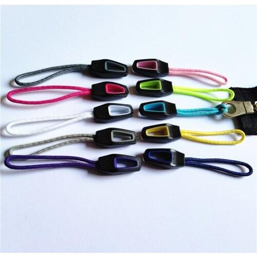 20pcs double hole drawstring zipper backpack accessories with zipper handle DIY zipper head line rope with lasso head