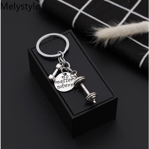 2019 Strength Sports Barbell Dumbbell Charm Weight Fitness Gym Crossfit Keyring Keychain Gifts no matter where key chains Man