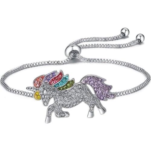 2021 Personality fashion Unicorn Adjustable Bracelet Jewelry Crystal from Swarovskis For Women and female As Cute gifts