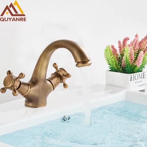 Antique Brass Basin Faucet Single Handle Hot Cold Mixer Tap torneiras Bathroom Basin Vessel Sink Faucet Reto Basin Mixer Tap