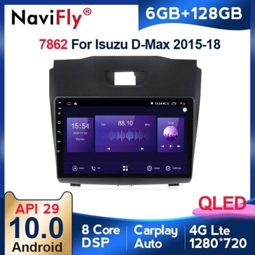 NaviFly 7862 QLED 1280*720 6GB+128GB Android 10 Car Stereo Head Unit GPS Multimedia Player For Isuzu D-Max DMAX Carplay & Auto
