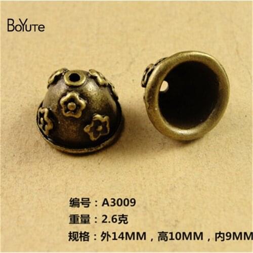 BoYuTe (50 Pieces/Lot) 14*10*9MM Flower Cap Antique Bronze Pendant Alloy Diy Fashion Charm Bracelet Necklace Jewelry Accessory