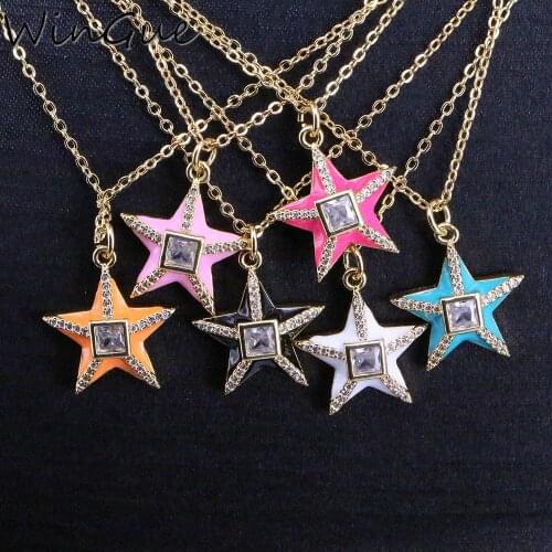 Charm CZ Pave Stars Pendants Necklaces For Women Colorful Enamel Stars Necklace Collier/Collares 2020 Minimalism Jewelry Gift